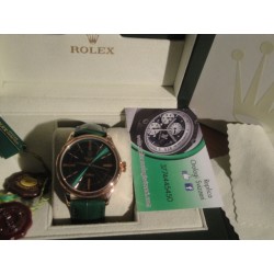 Rolex replica cellini rose gold green dial strip leather orologio replica copia