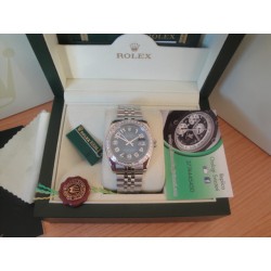 Rolex replica datejust acciaio full brillantini blu arab jubilèè orologio replica copia