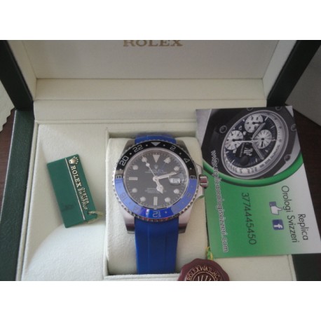 Rolex replica GMT master II ceramichon nero blue rubber-b orologio replica copia