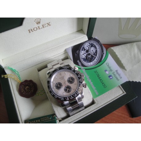 Rolex replica daytona ceramichon argentèè dial panda orologio replica copia