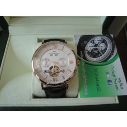 IWC replica tourbillon rose gold white dial strip leather orologio replica copia